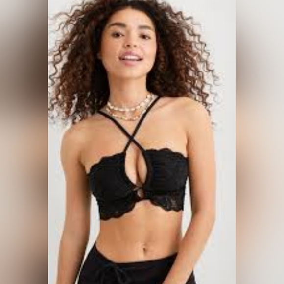 aerie Other - NWT Aerie Hibiscus Lace Halter Bralette Size XS